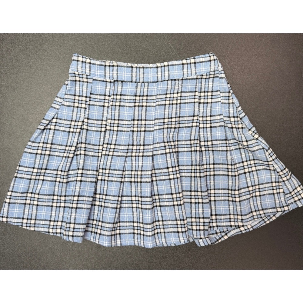 Hollister Ultra High-Rise Pleated Mini Skirt XS Blue White Plaid Y2K Preppy